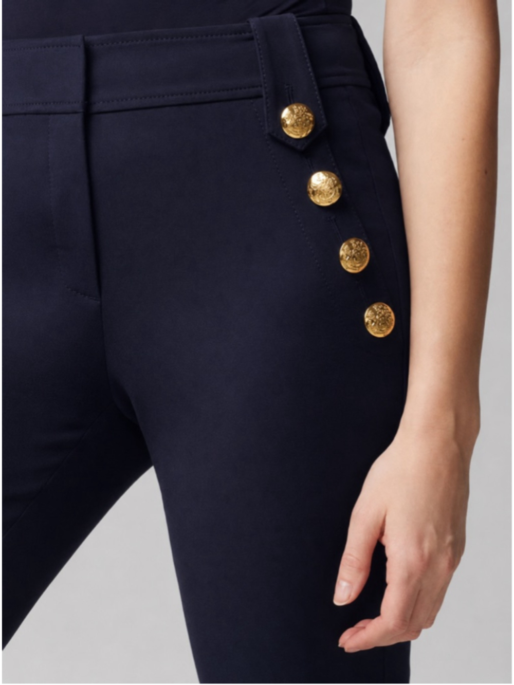 WHBM Navy Blue Jolie Button Straight Leg Comfort Stretch Pant 10 - Picture 3 of 15